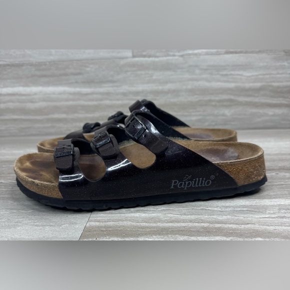 Papillio Shoes - Papillio Florida Birkenstock Maroon Sparkly 3 Strap Sandals Size 39/8